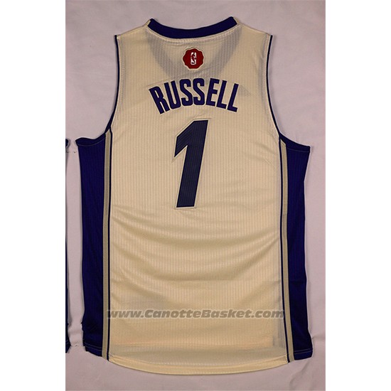 Maglia Natale 2015 Los Angeles Lakers D'Angelo Russell #1 Bianco